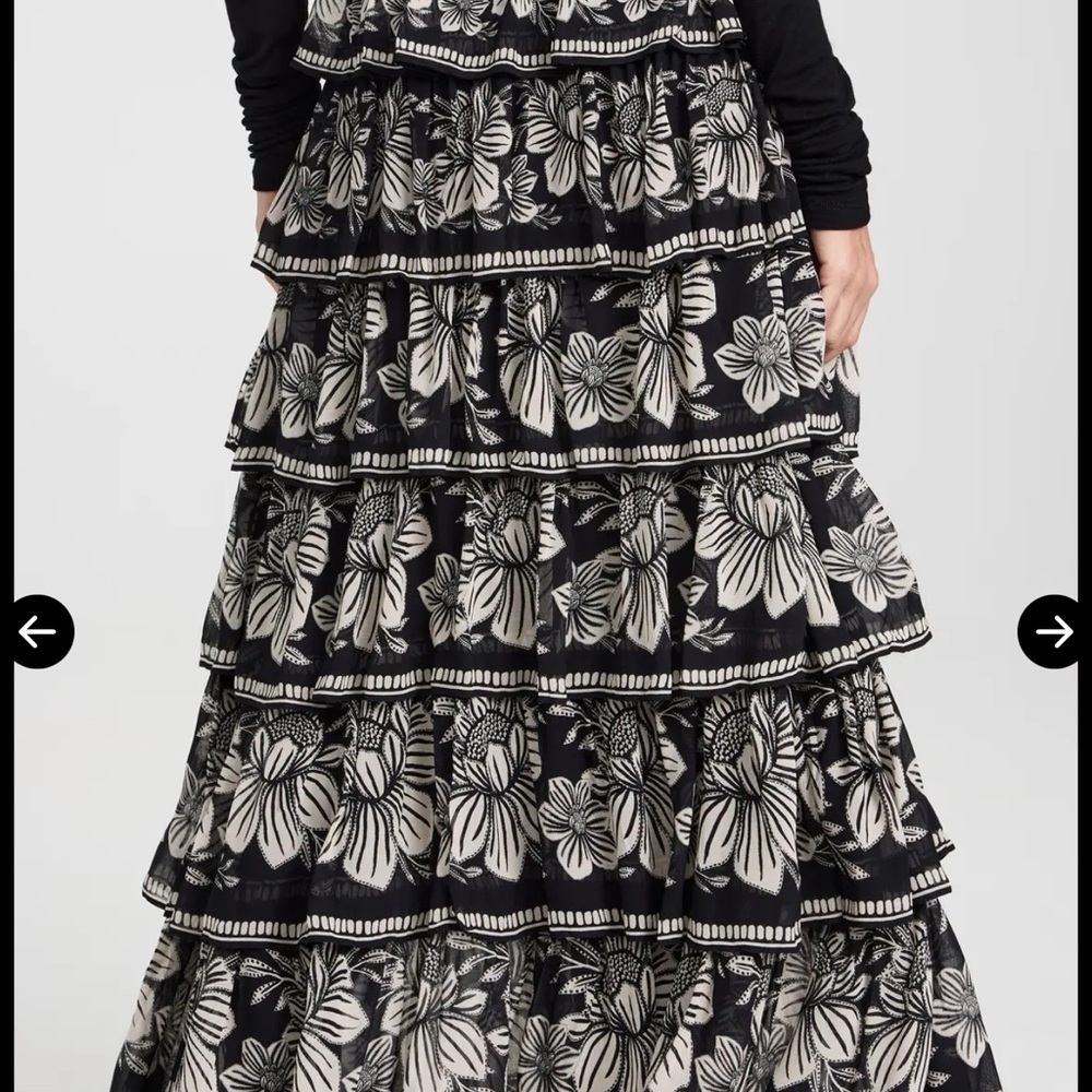 FARM Rio Black & White Floral Tiered Maxi Skirt - Picture 5 of 11